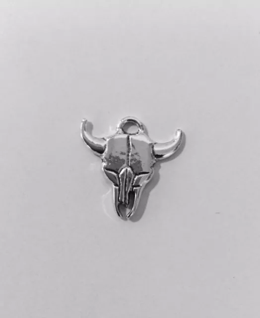 Pendant crâne de taureau en étain pl 10 microns-FABRICATION FRANCAISE