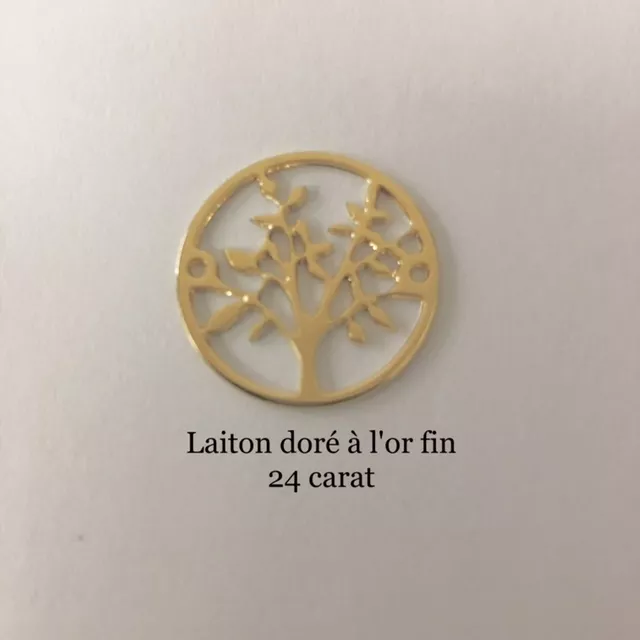 Intercalaire arbre de vie doré à l'or fin 24 carat