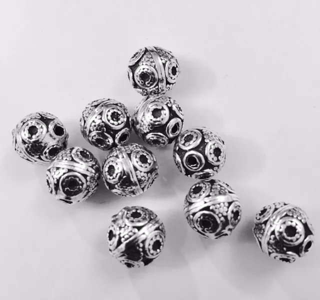 Perles en étain avec motif, 9mm Fabrication Française