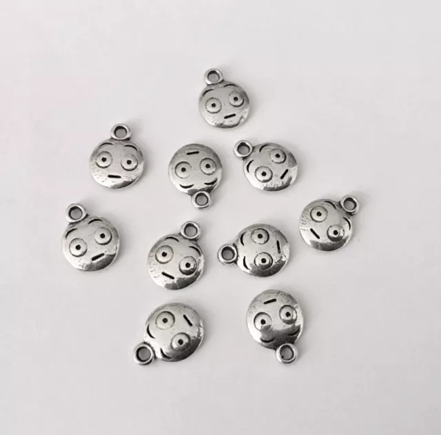 Pendant émoticon 1, en étain plaqué argent