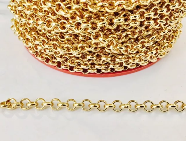 Chaîne jaseron  laiton doré à l'or fin 6mm