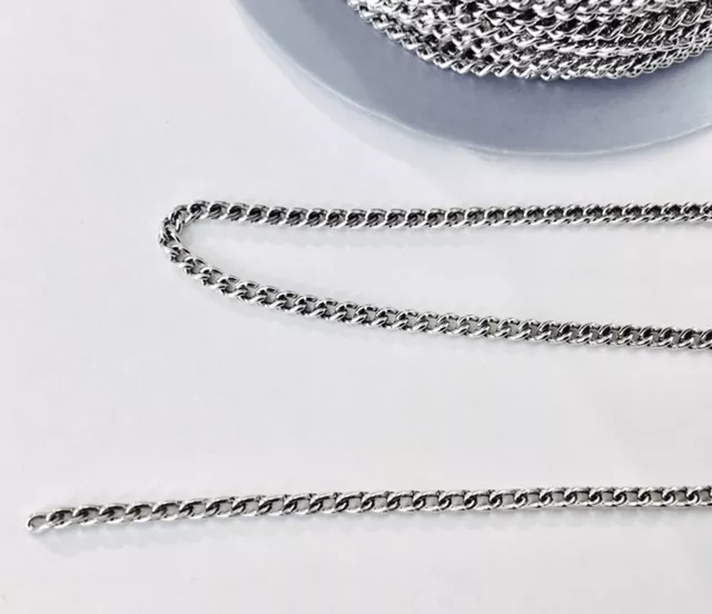 Chaîne en laiton motif gourmette 2 mm, pl 10 microns en France