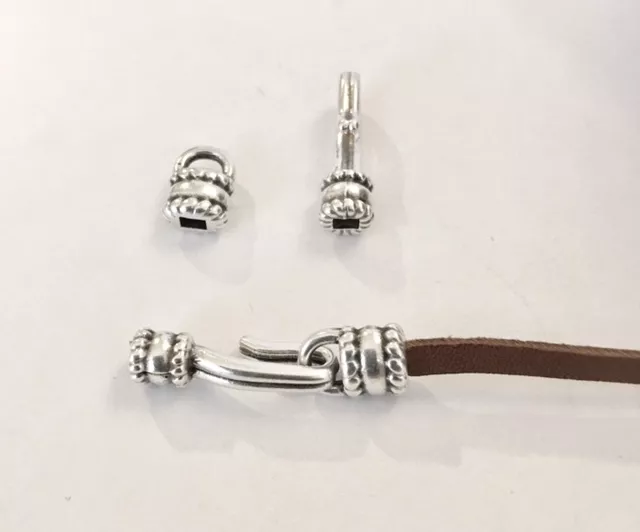 Fermoir crochets pour fils, cuir , chaîne 2.5 mm