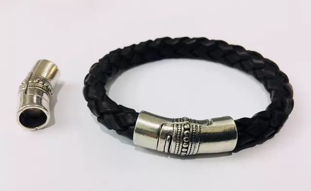 FERMOIR AIMANTE 8MM ROND EN ETAIN PLAQUE ARGENT