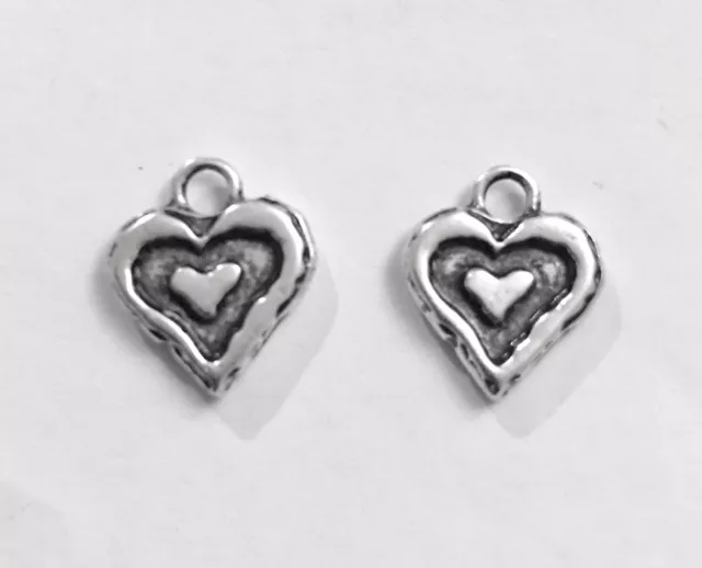 Pendant petit coeur double face-13 mm avec anneau