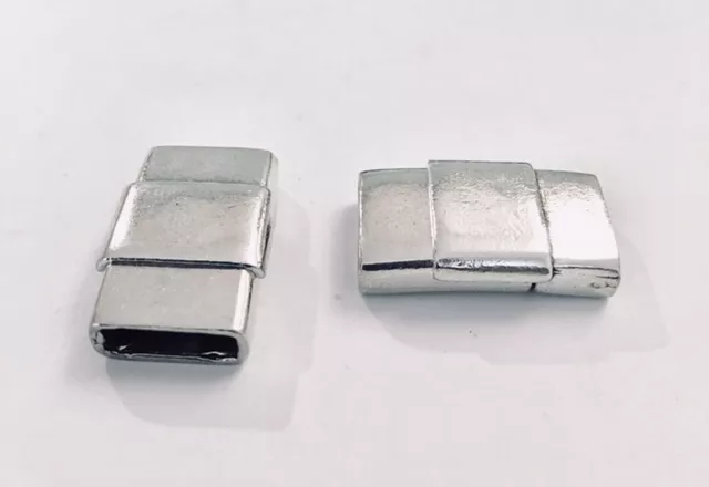 Fermoir aimanté 11mm en étain plaqué argent