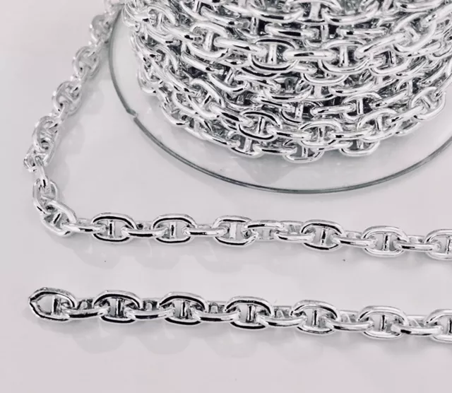 Chaine maille marine 8.9 x 5.1mm, plaqué argent 10 microns en France