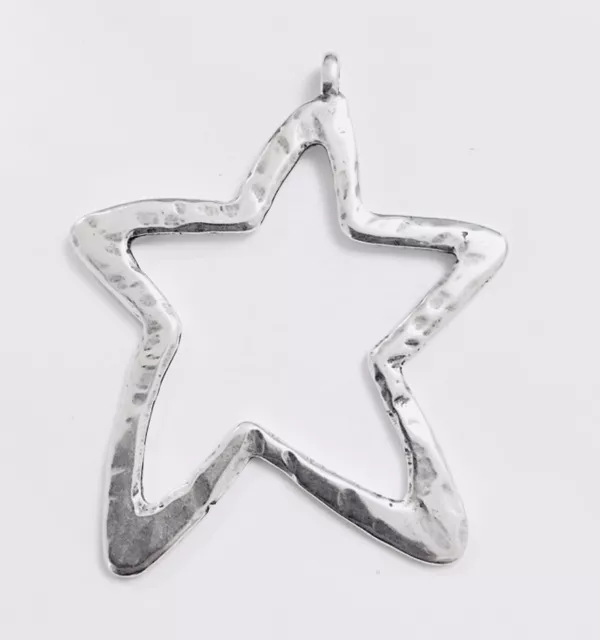 Grande étoile martelé et stylisé pour sautoir 68.50 x 47 mm