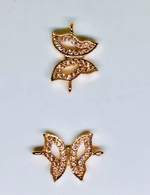 Intercalaire papillon avec zirconium en or rose