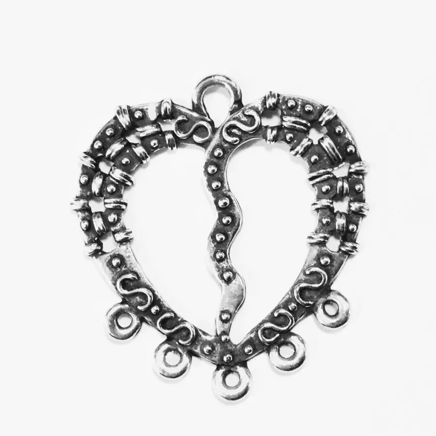 Intercalaire pendant forme Coeur avec anneaux multiples