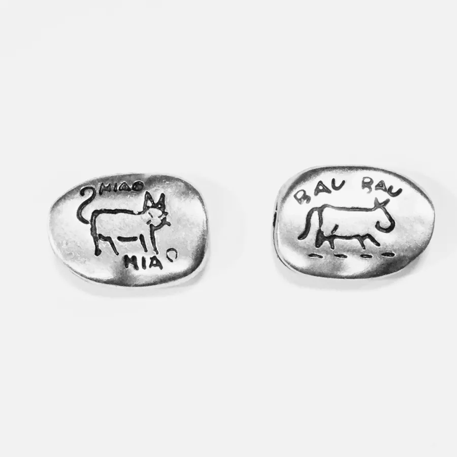 Intercalaire traversant forme cailloux double face chien et chat 