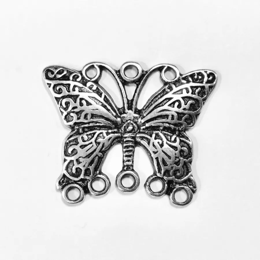 Intercalaire ou pendentif papillon anneaux multiples