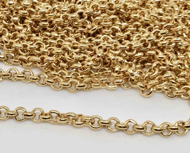 Petite chaine jeseron en laiton doré à l'or fin 3.4mm