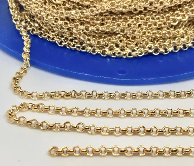 Chaine en laiton petit jaseron doré 24 carat en France,1micro