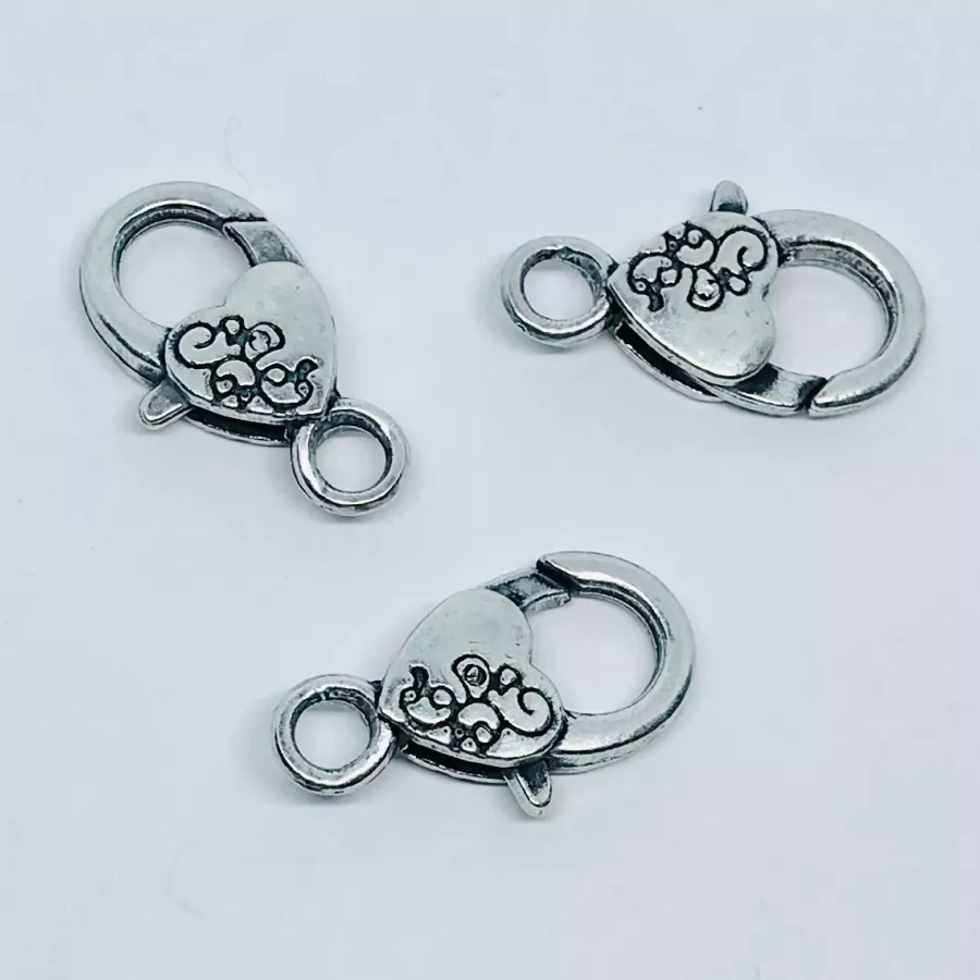 Mousqueton forme Cœur fleuri double face 