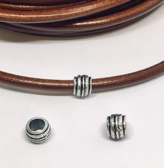 Perles striées pour cuir rond 5mm 