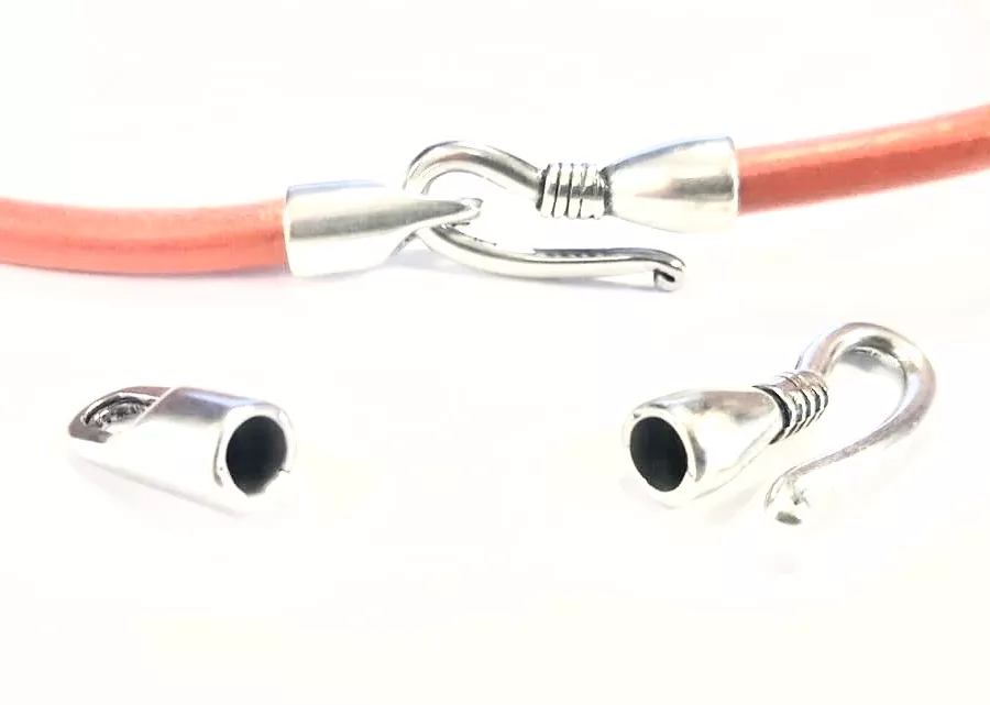 Fermoir crochet pour cuir 5mm rond