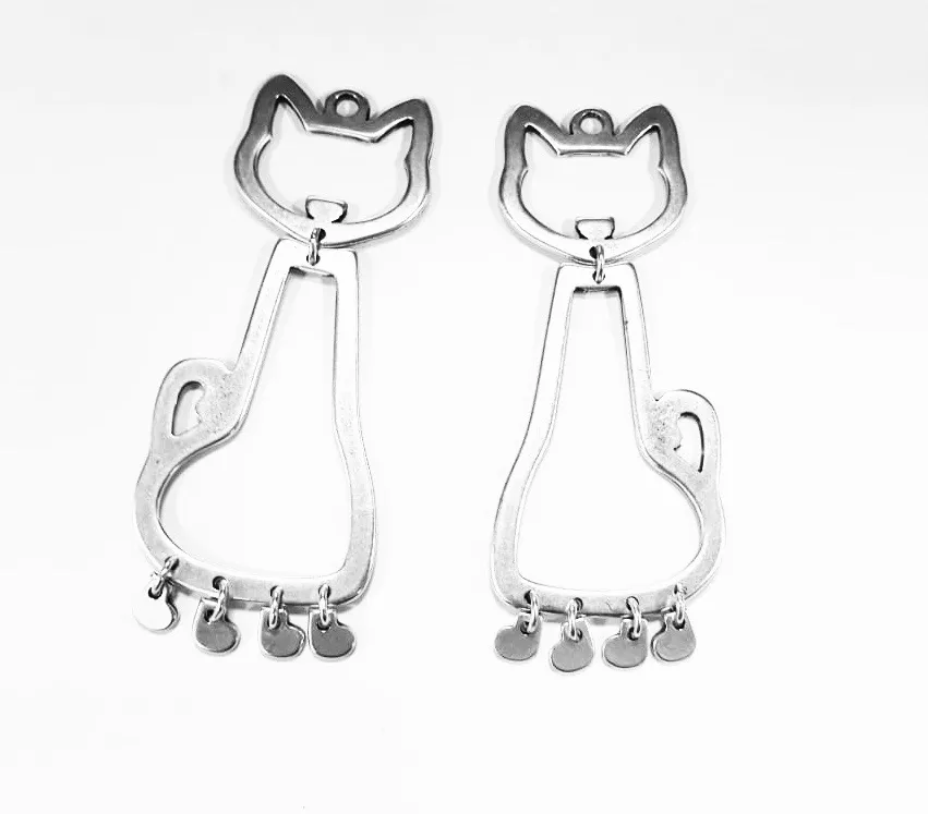 Pendant chat articulé pour sautoir 104mm