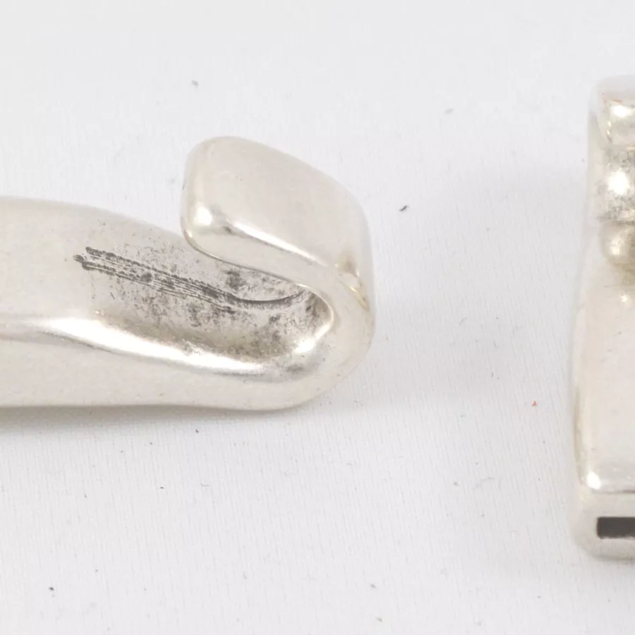 Fermoir crochet en zamac pour cuir 5mmx2, plaqué argent