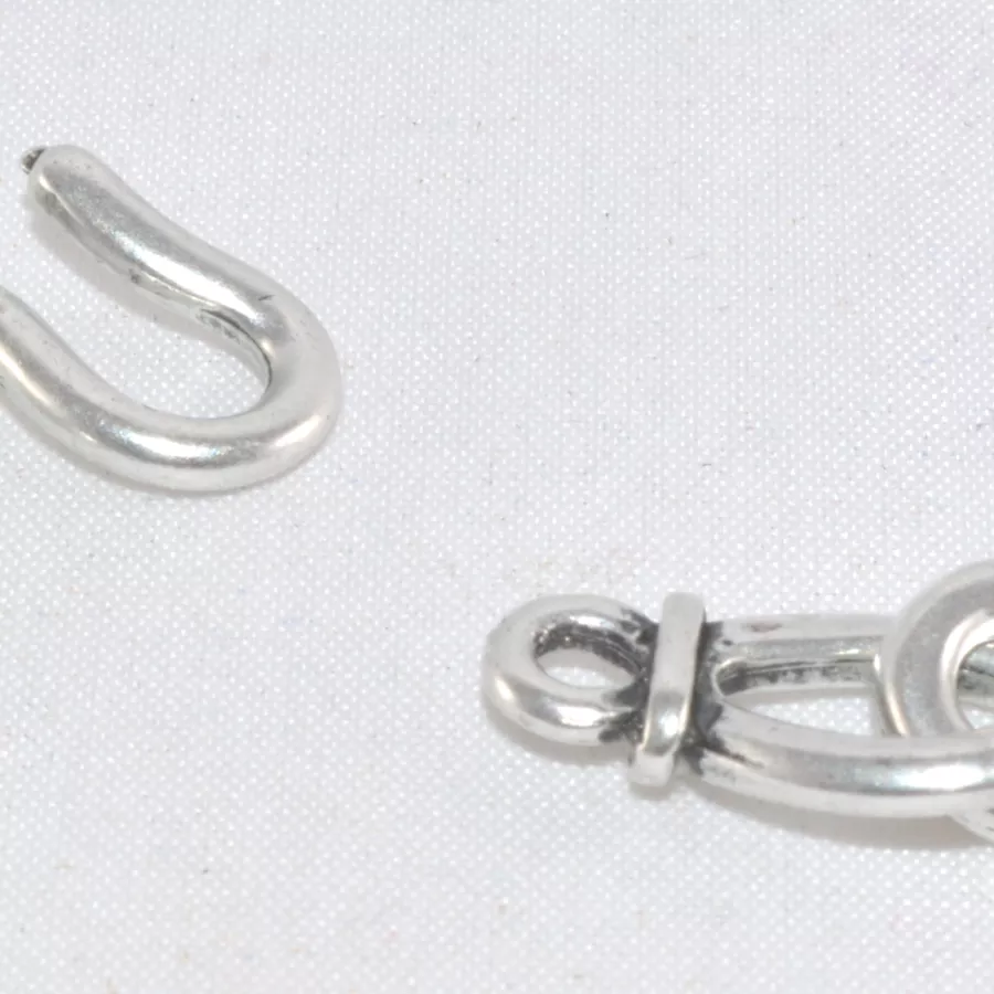 Fermoir crochet male/femelle en zamac plaqué argent 