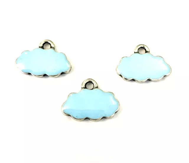 Pendant nuage émaillé bleu ciel 18.5 x 10.3 mm