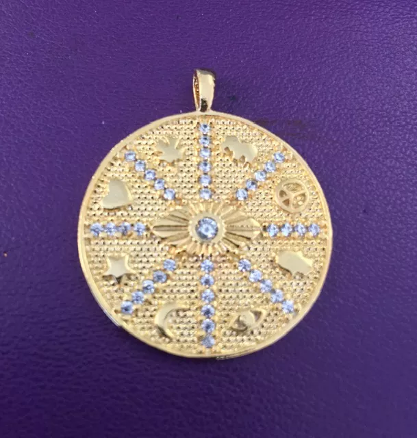 2 Pendants dorés 26mm portes bonheur avec zirconium