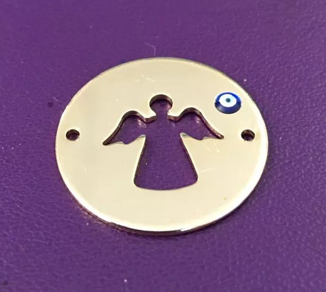 Intercalaire ANGE en laiton 22.8mm doré à l'or fin avec porte bonheur