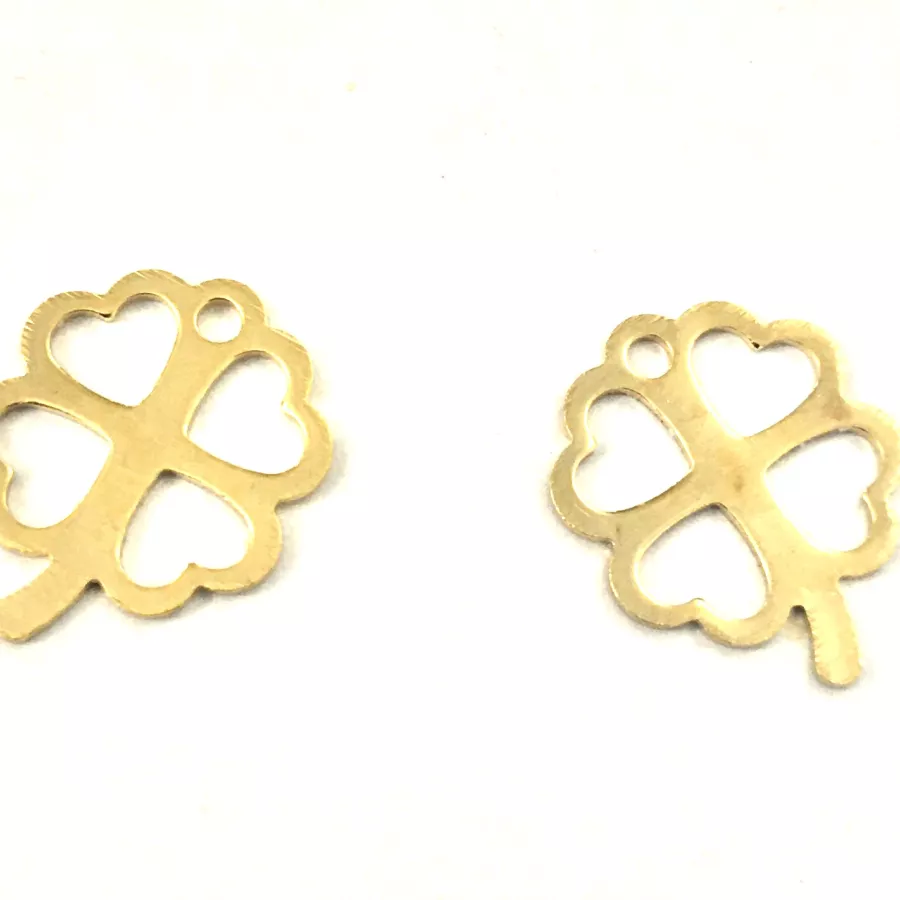 Petit pendant trèfle en laiton doré à l'or fin