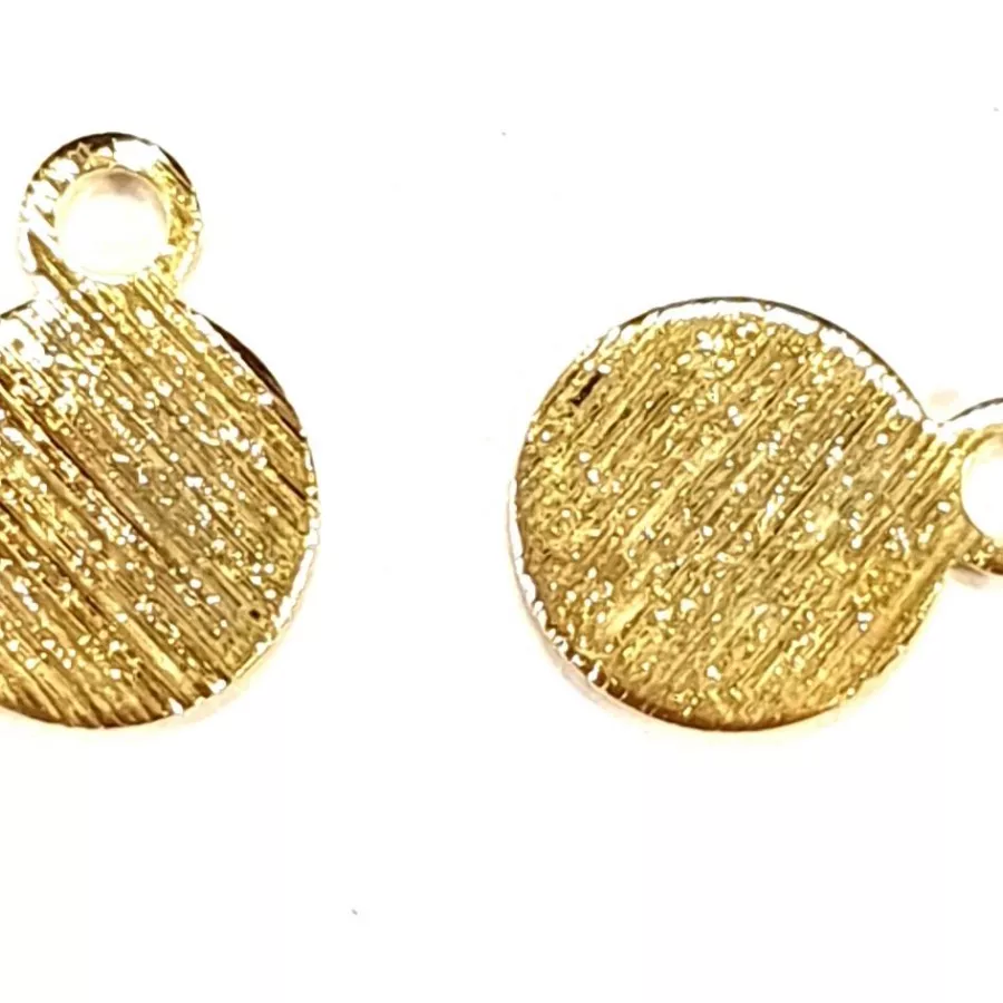 Petit pendant en laiton 6mm martelé doré