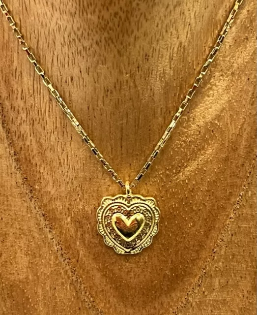 Pendant cœur doré en laiton fonte