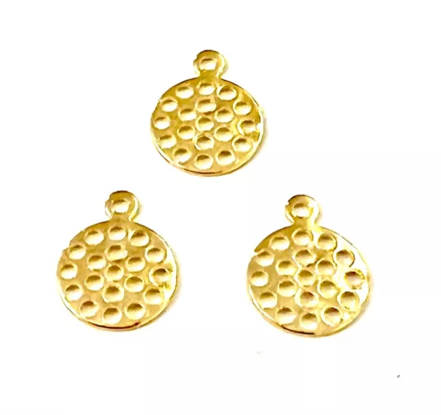 Petite médaille 9mm trouée en laiton plaqué or 24 carat