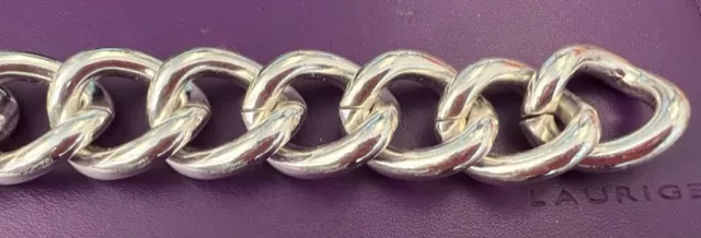 Grosse chaine gourmette en aluminium plaquée 10 microns argent vif en France 