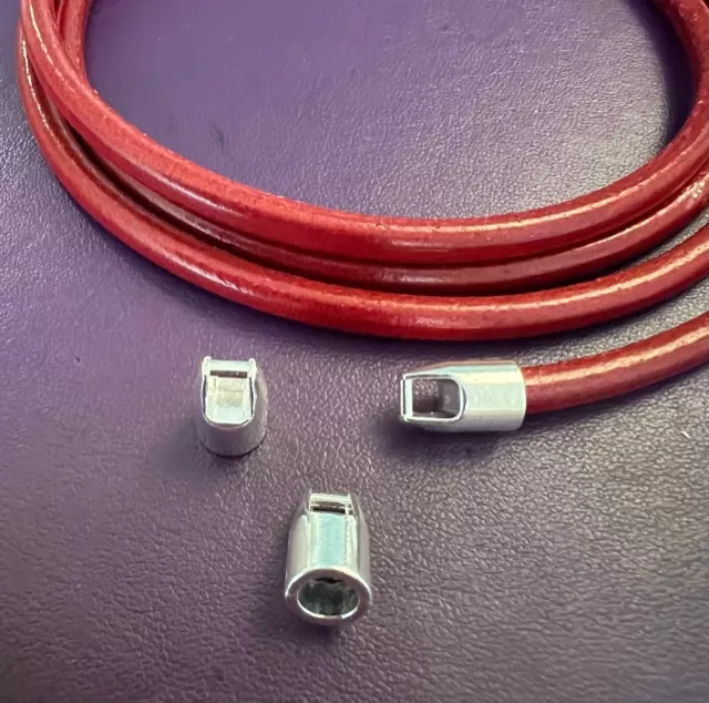 Embout en zamac pour cuir rond 5mm, plaqué argent vif 10 microns fr