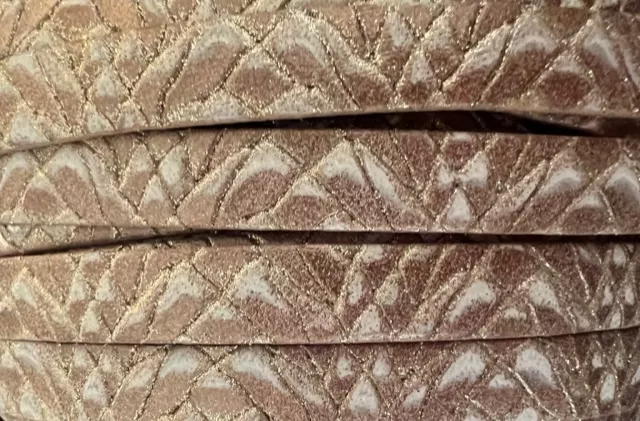 Cuir de veau café-beige doré  en 10mm