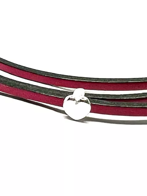 Passant coeur pour cuir 3mm 10microns d'argent