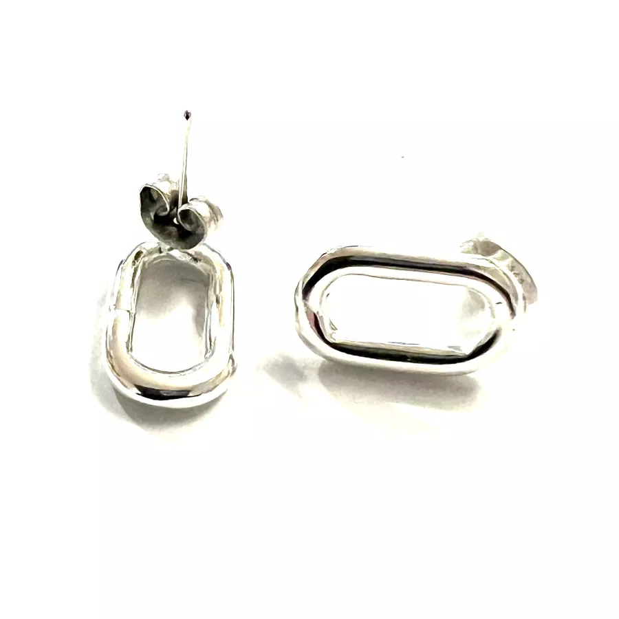 Boucles d'oreilles à clous ovale plaqués 10microns d'argent en France