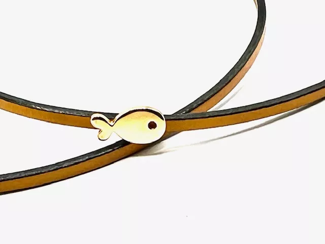 Passant poisson doré pour cuir 3mm