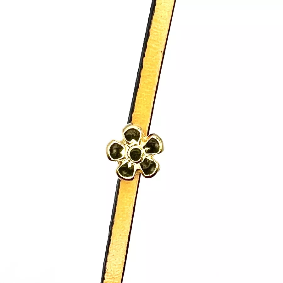 Passant fleur doré pour cuir plat 3mm