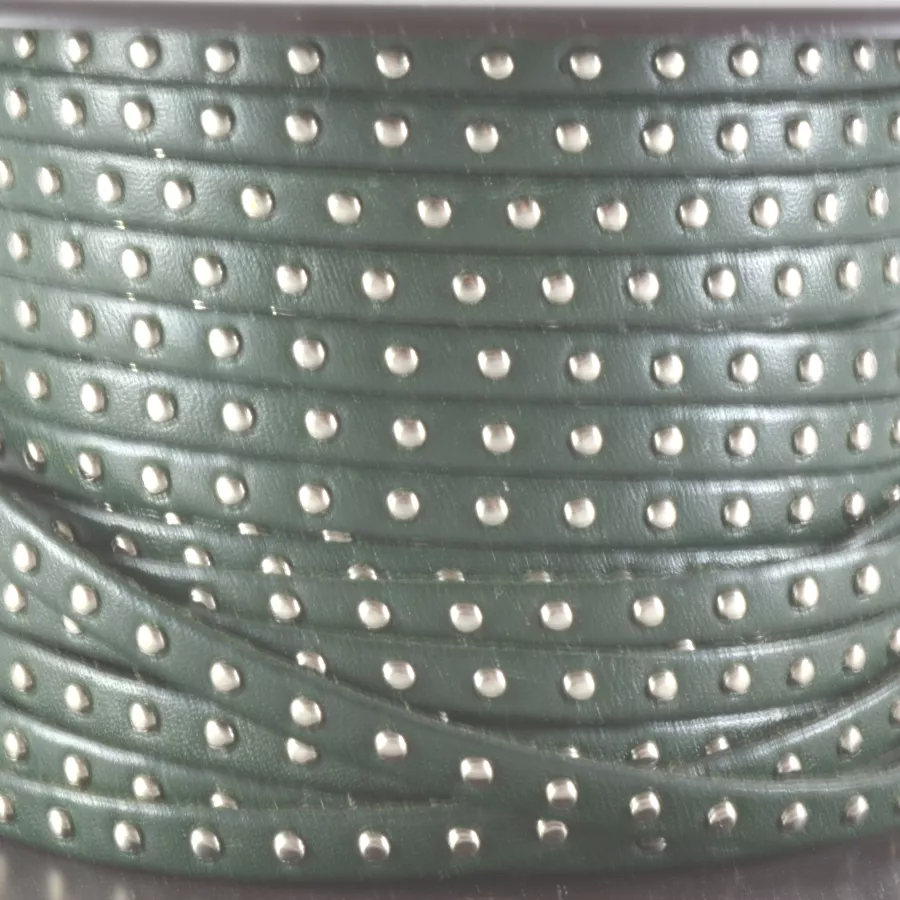 Cuir Veau - Clouté - Plat - 5mm - - Vert