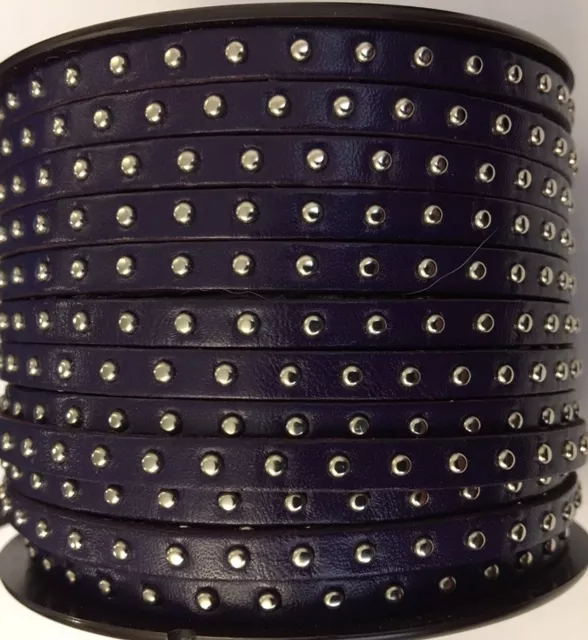 Cuir Veau - Clouté - Plat - 5mm - - Violet