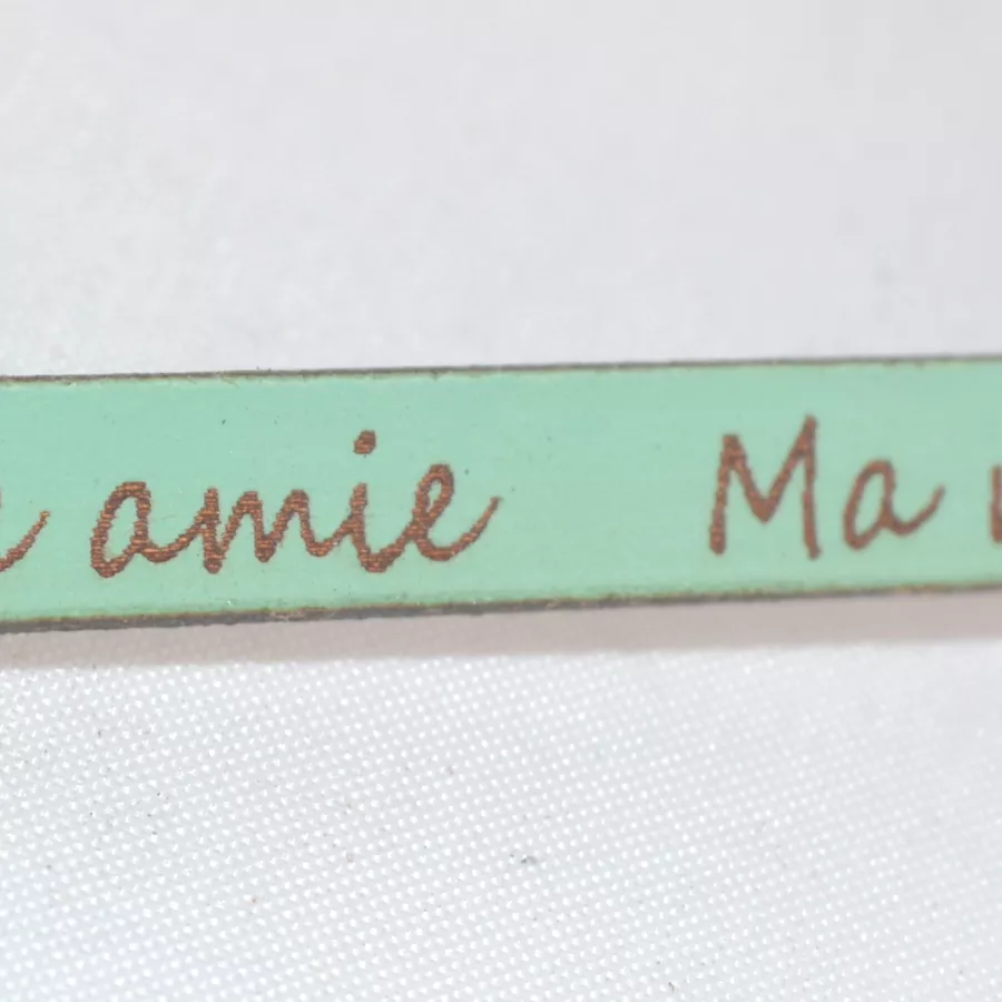 Cuir laser écriture ma meilleure amie - Vert d'eau