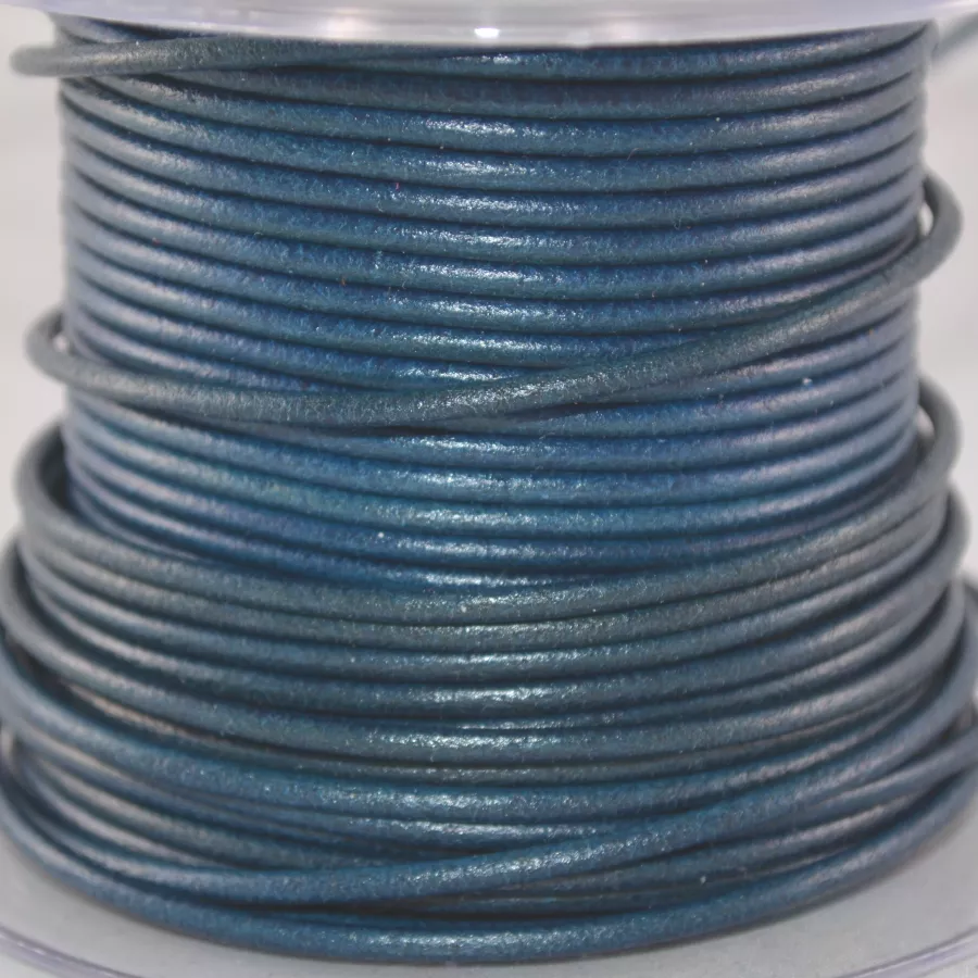 Cuir rond 2 mm couleurs pastel et métallisées - Bleu