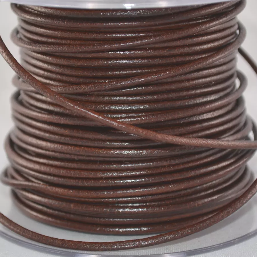 Cuir rond 2 mm couleurs pastel et métallisées - Marron