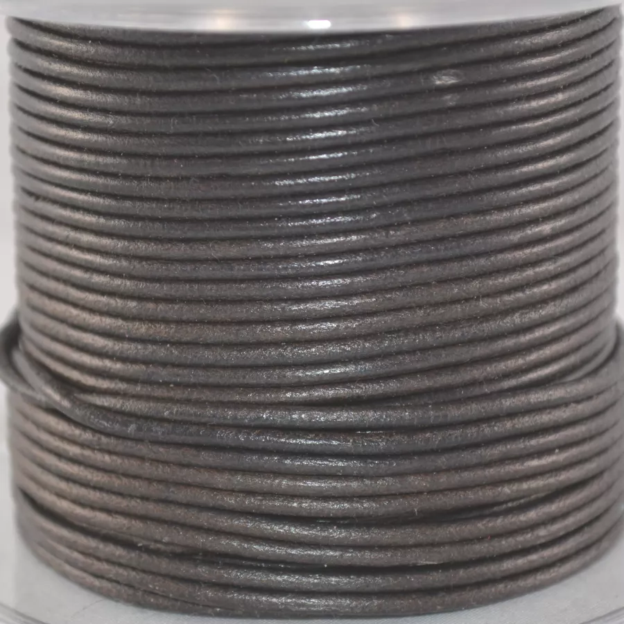 Cuir rond 2 mm couleurs pastel et métallisées - Marron foncé