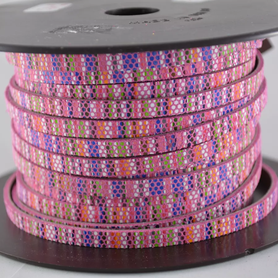 Lanière mosaique 5mm - Rose