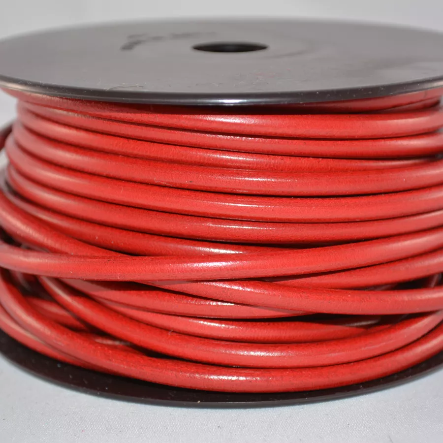Cuir rond 5mm - Rouge