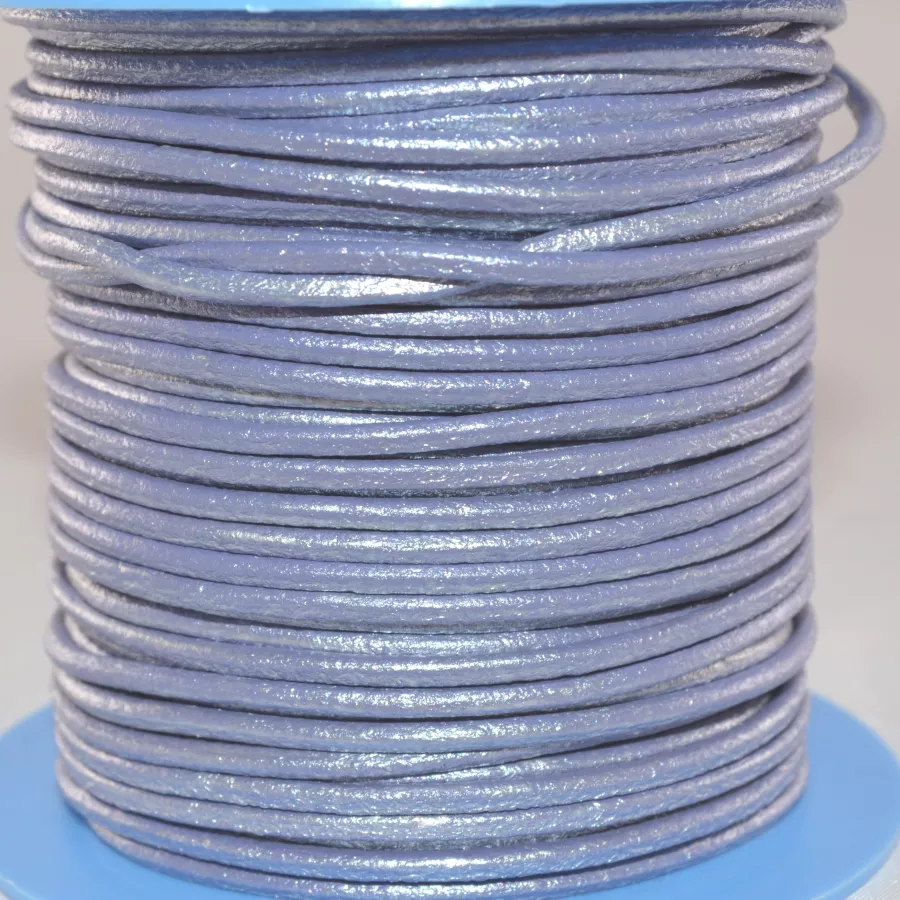 Cuir rond 2 mm couleurs pastel et métallisées - violet claire métallisé