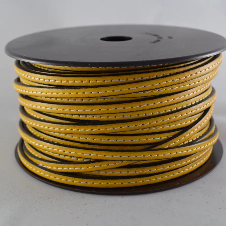 Cuir de veau cousu 5mm - Jaune