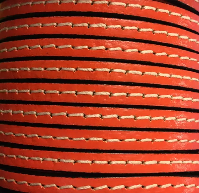 Cuir de veau cousu 5mm - Orange