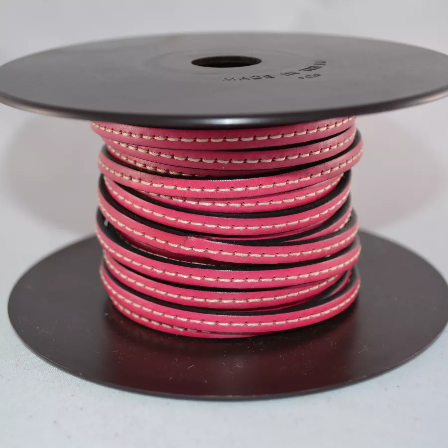 Cuir de veau cousu 5mm - Rose